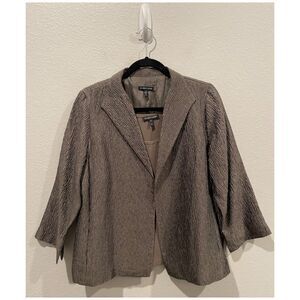 EILEEN FISHER Silk Blouse 3/4 Open Blazer Textured Set